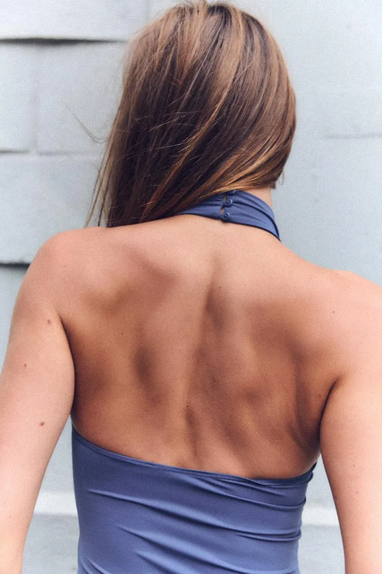 01 polyamide Blue sleeveless bodysuit top