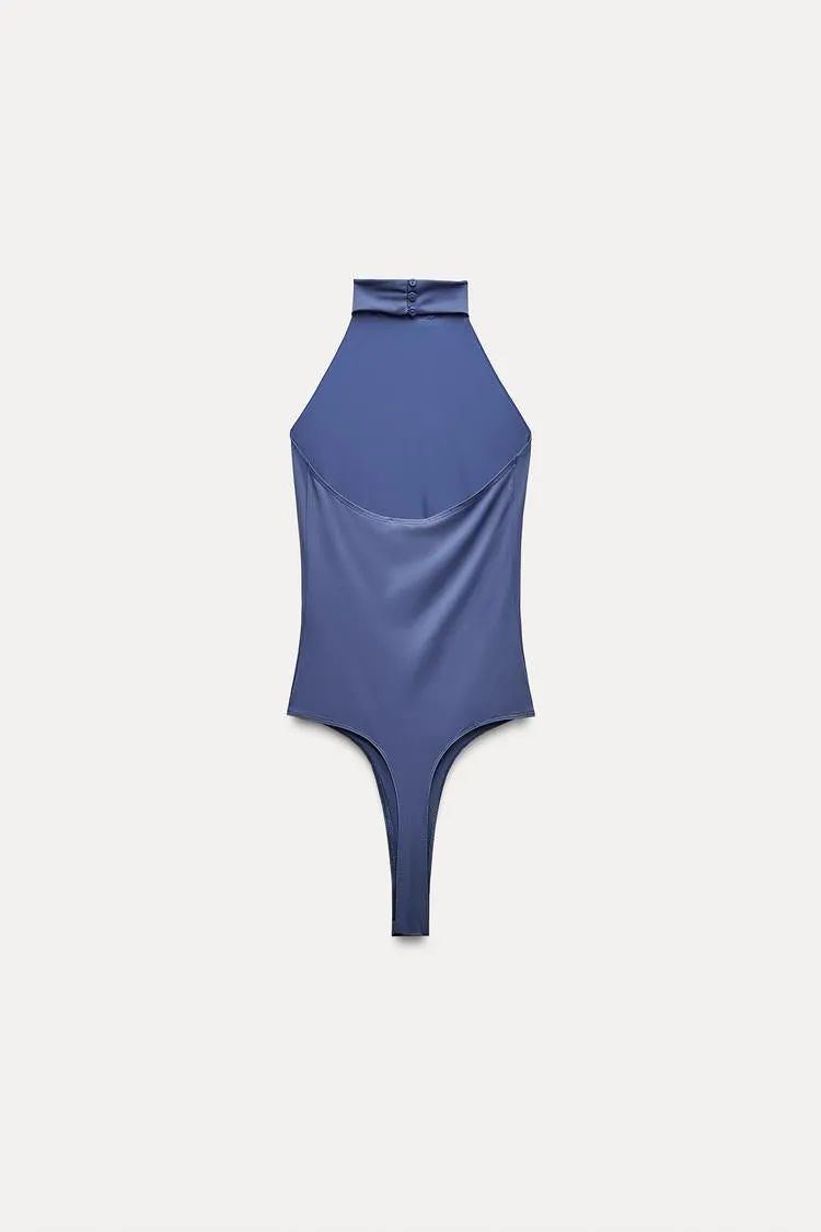 01 polyamide Blue sleeveless bodysuit top