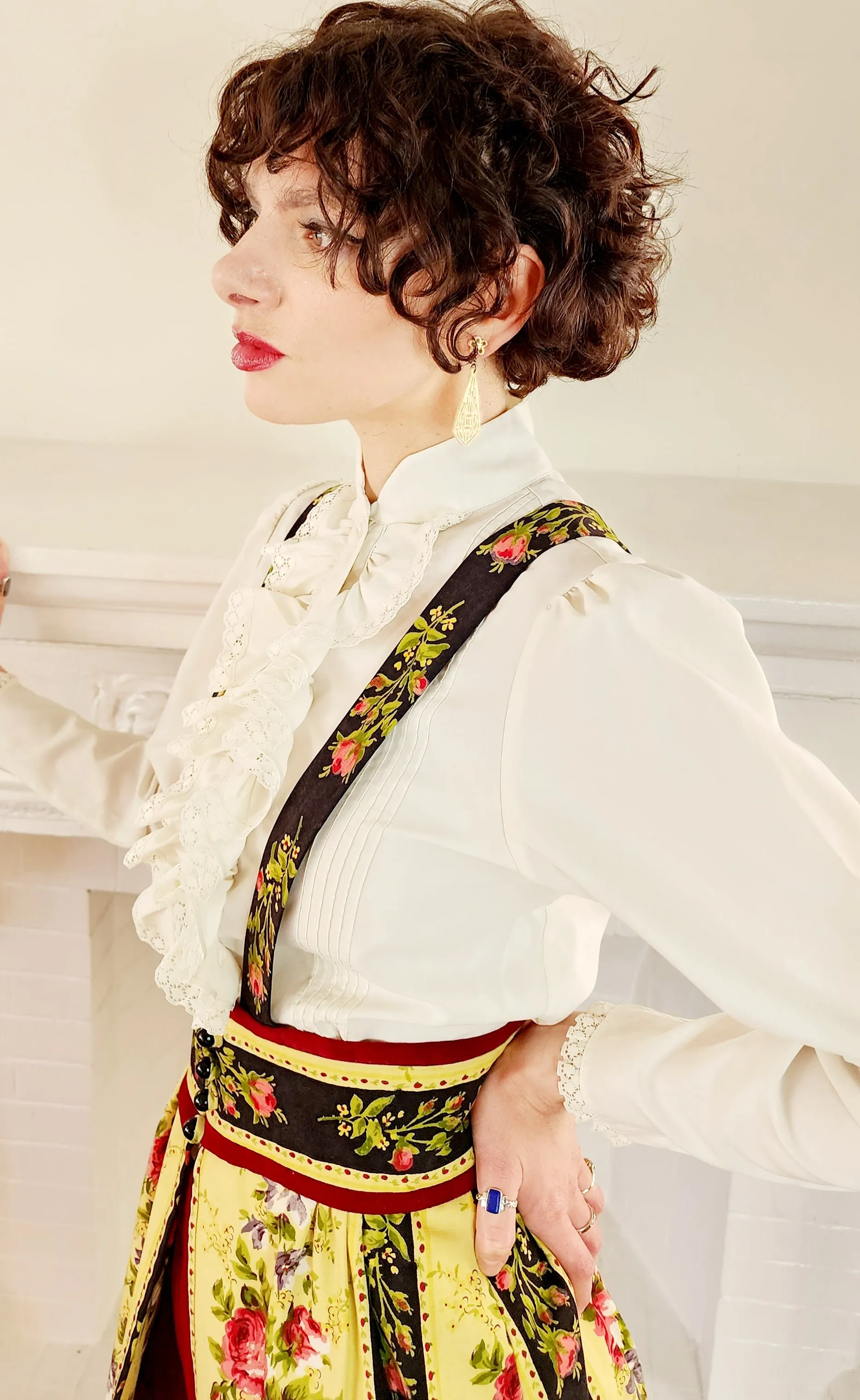 1970s Boho Ensemble of Shirt, Hot Pants-Shorts and Split Front Skirt by New Dimension/S