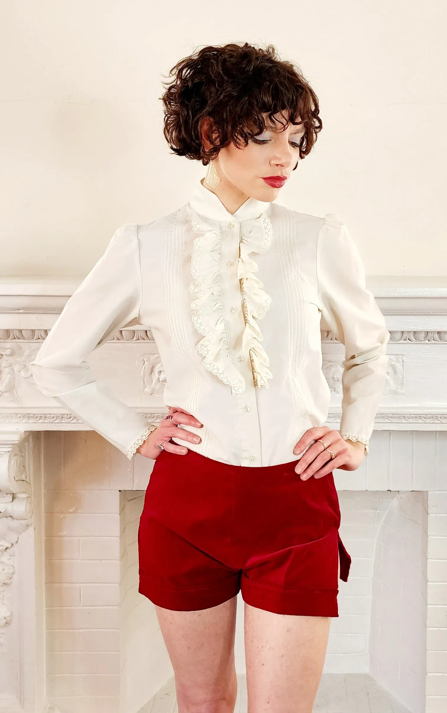 1970s Boho Ensemble of Shirt, Hot Pants-Shorts and Split Front Skirt by New Dimension/S