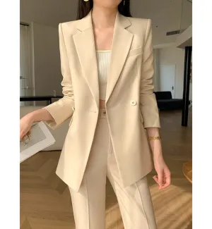 2 Pieces Single Buttons Notch Lapel Women Suit (Blazer Pants)