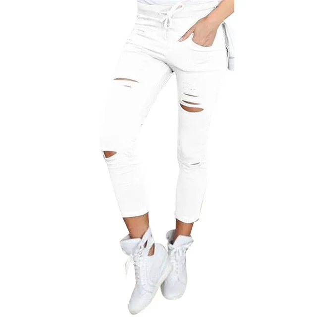 2020 JAYCOSIN High Waist Skinny Fashion Boyfriend Material Jeans for Hot Women Hole Vintage Girls Slim Ripped Denim Pencil Pants
