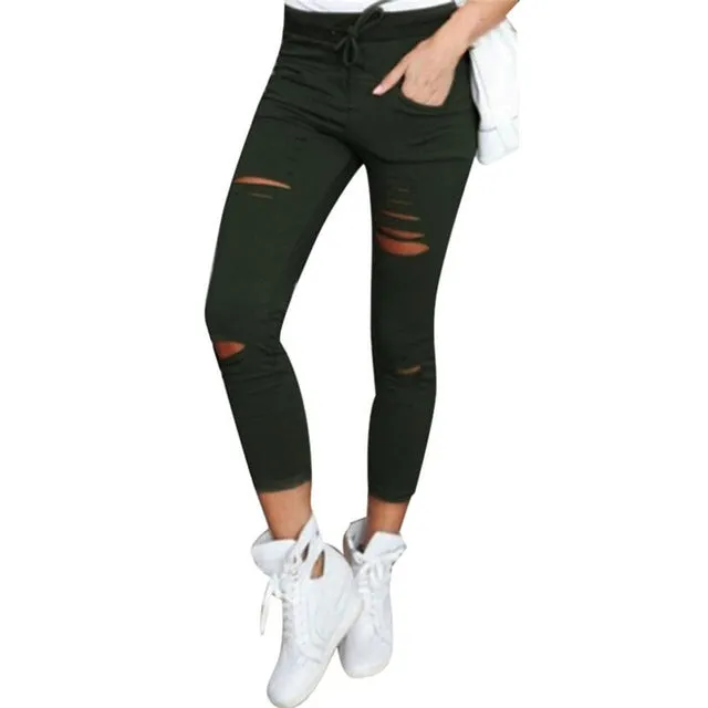 2020 JAYCOSIN High Waist Skinny Fashion Boyfriend Material Jeans for Hot Women Hole Vintage Girls Slim Ripped Denim Pencil Pants