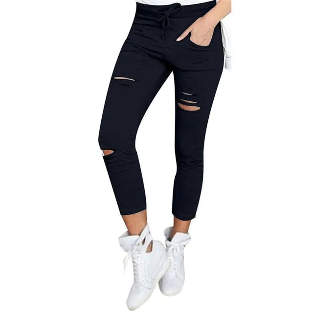 2020 JAYCOSIN High Waist Skinny Fashion Boyfriend Material Jeans for Hot Women Hole Vintage Girls Slim Ripped Denim Pencil Pants