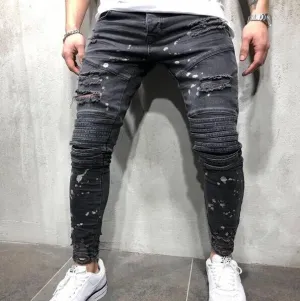 2023 men's hole fashion jeans Plus Size Straight Jeans Man Pants Spring Summer Boyfriend Jeans Streetwear Skinny Zips