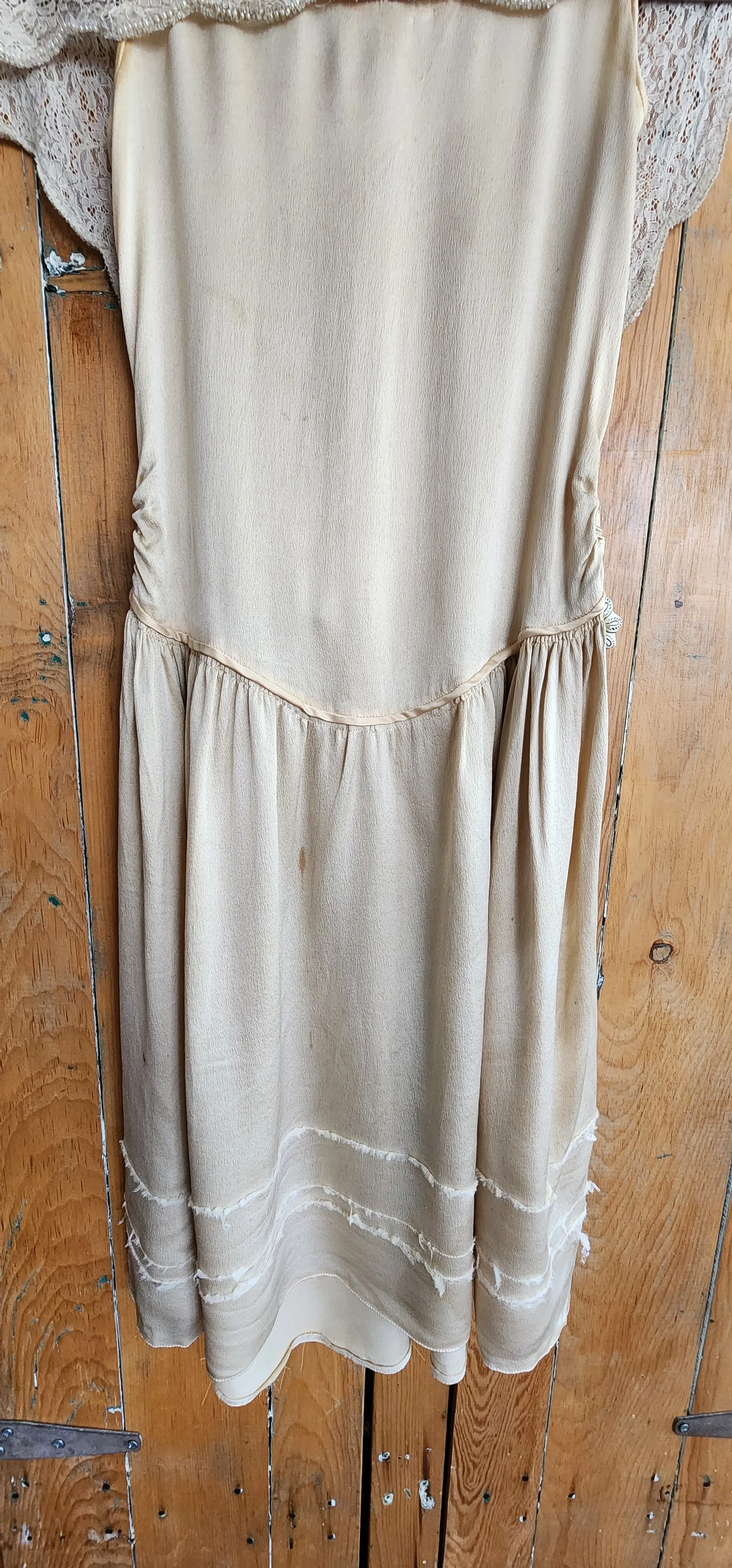 20s Cream Satin & Lace Dress AS IS  Junior Size / XS