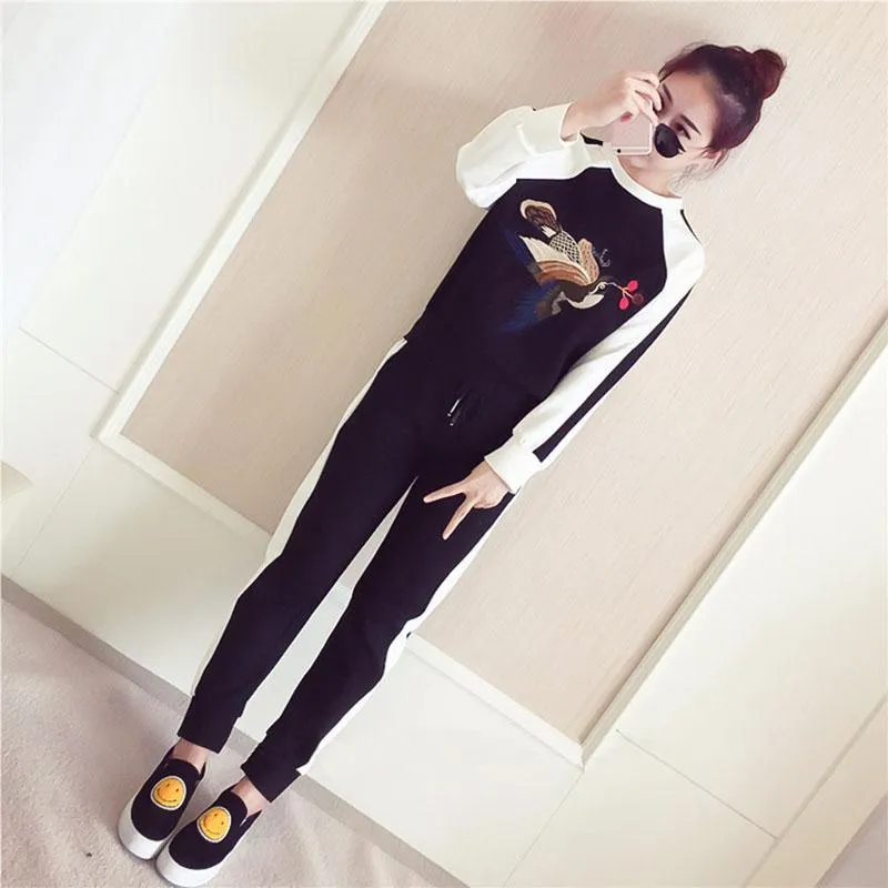 2pcs/set Women's Sports Suits Printing Pullover Sweatshirt   Elastic Waist Harem Pants 2 Piece Set Ladies Outfits Sweat Suit