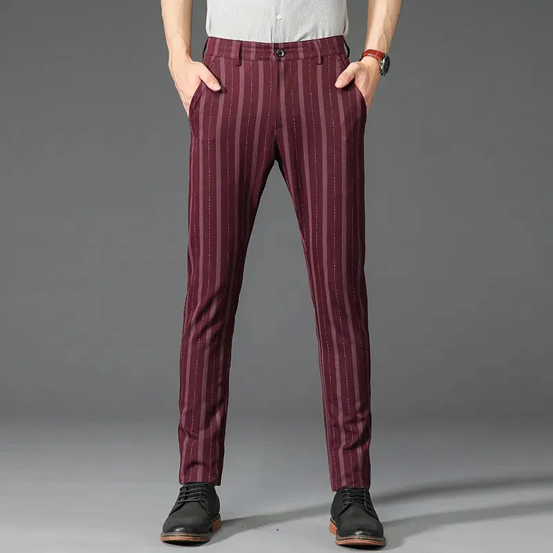 5 Colors Formal Dress Pants Men Fashion Office Trousers Man Stretch Striped Wedding Business Cotton Black Pant for Male 30-38