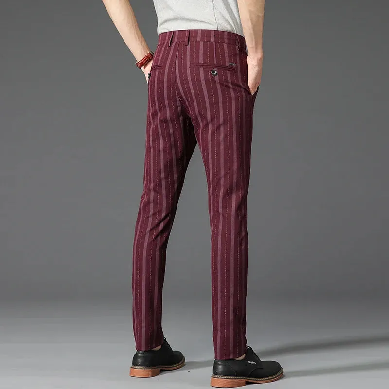 5 Colors Formal Dress Pants Men Fashion Office Trousers Man Stretch Striped Wedding Business Cotton Black Pant for Male 30-38