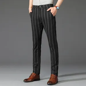 5 Colors Formal Dress Pants Men Fashion Office Trousers Man Stretch Striped Wedding Business Cotton Black Pant for Male 30-38
