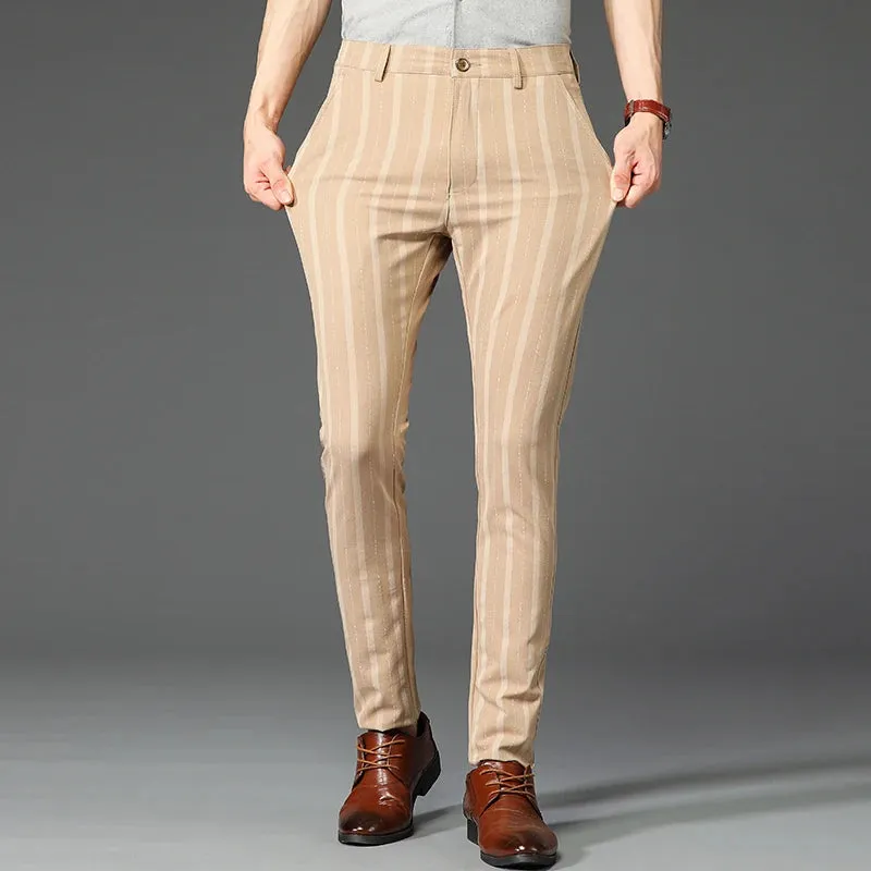 5 Colors Formal Dress Pants Men Fashion Office Trousers Man Stretch Striped Wedding Business Cotton Black Pant for Male 30-38