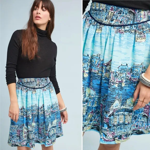52 Conversations by Anthropologie - Colloquial A-Line Venice Skirt - Size 2P