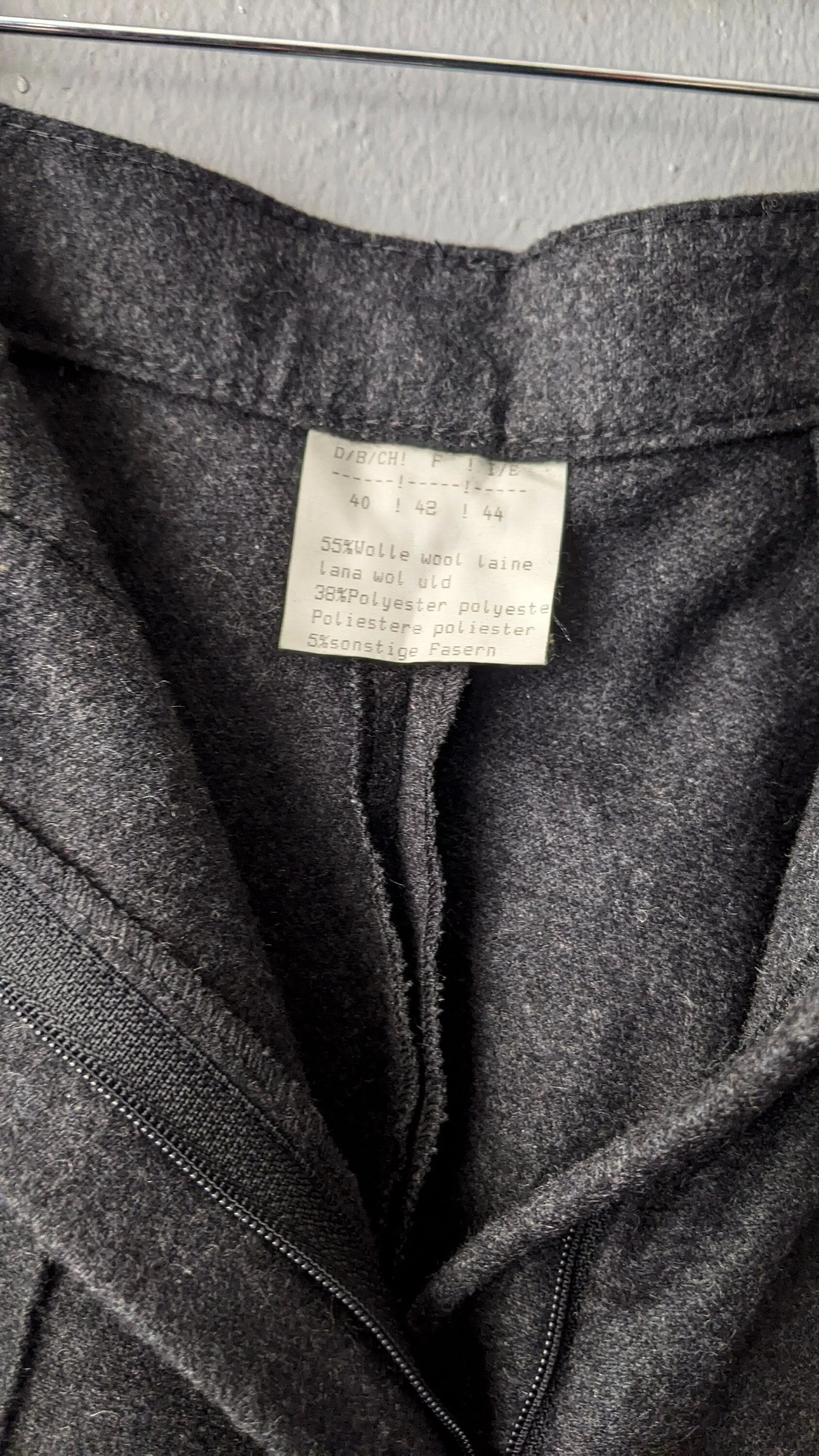 80s Wool Blend Stirrup Trousers, Dark Grey High Waist, Size Medium