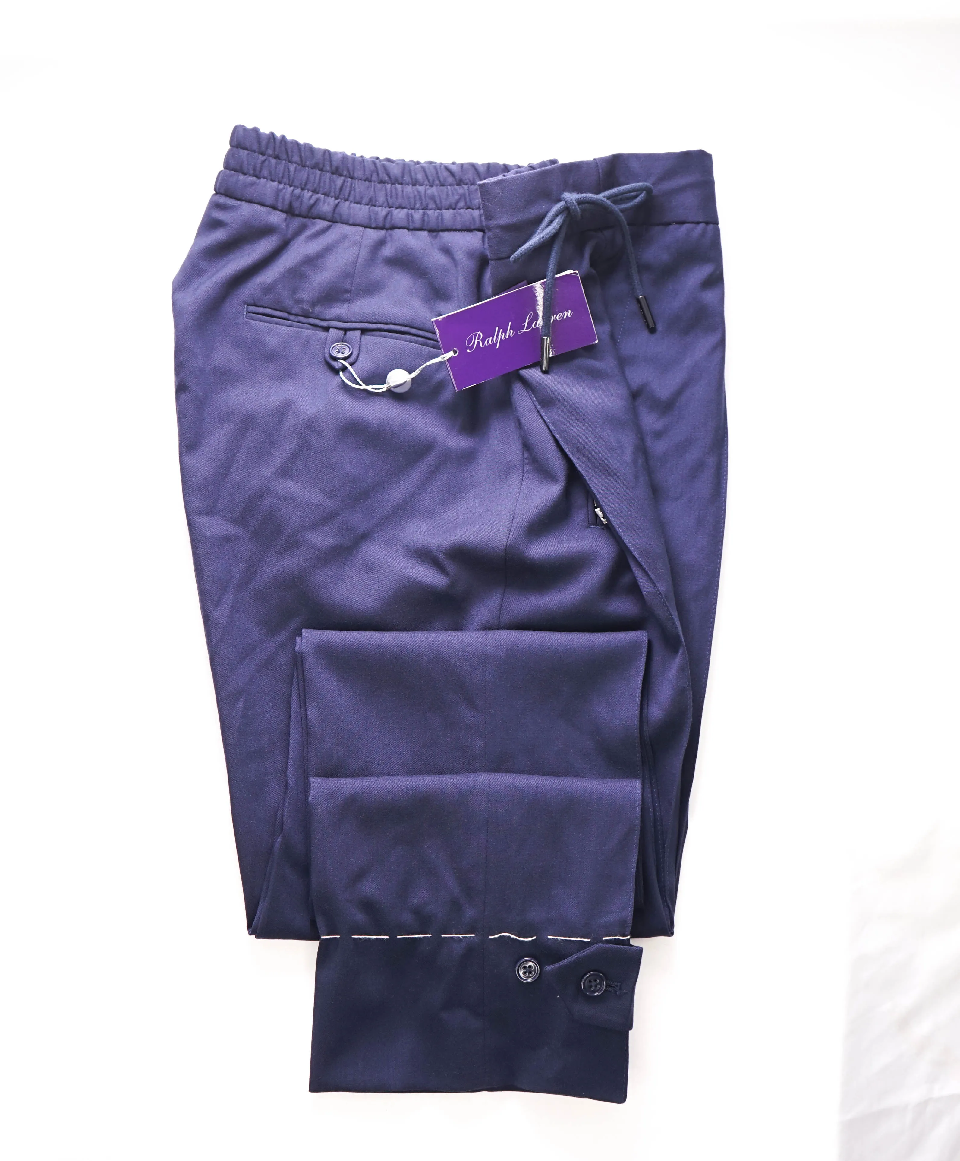 $850 RALPH LAUREN PURPLE LABEL - Wool Flannel Joggers Flat Front Pants - 34W
