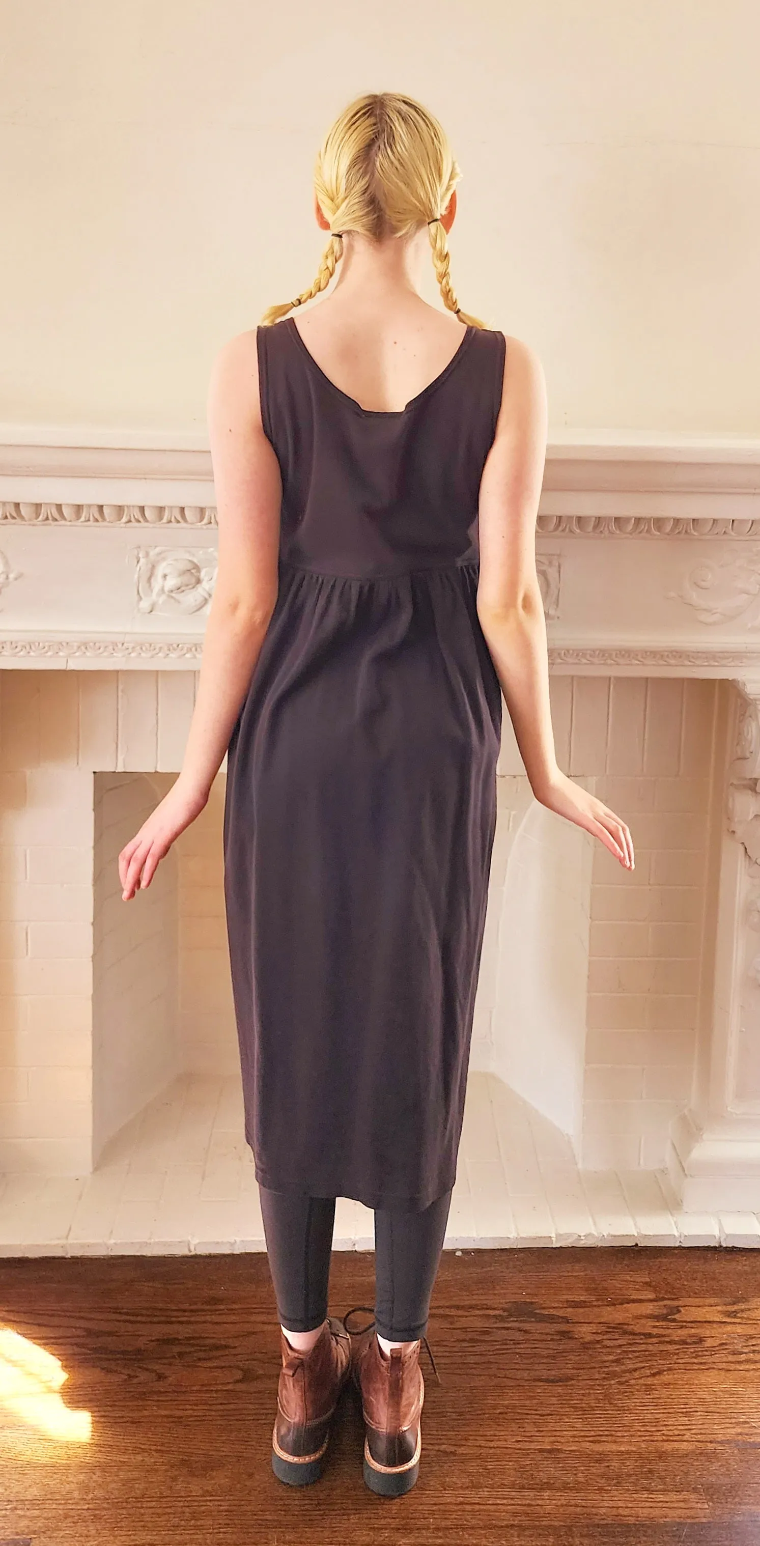 90s Black Cotton Sun Dress by DKNY Jeans Sleeveless