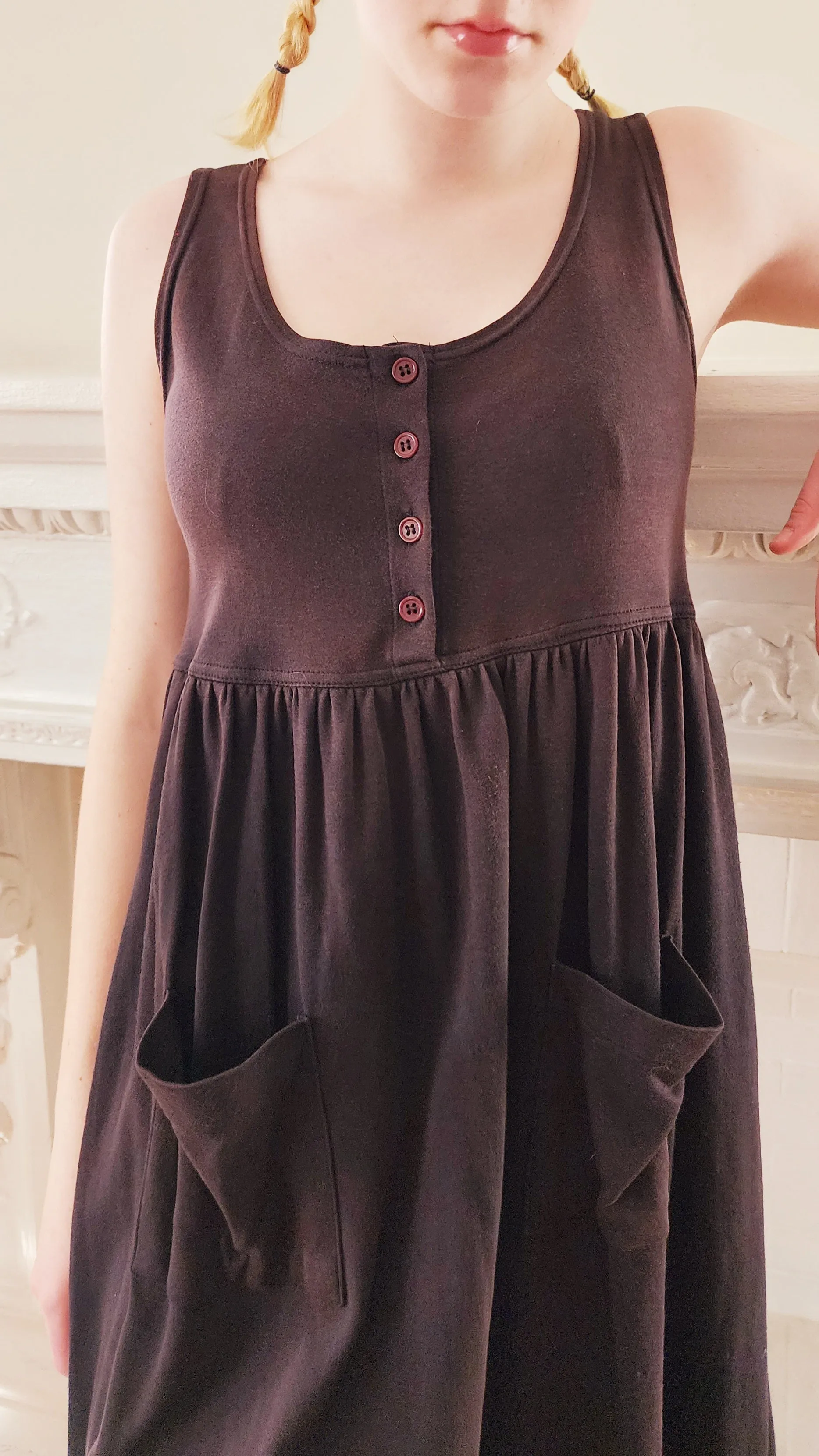 90s Black Cotton Sun Dress by DKNY Jeans Sleeveless