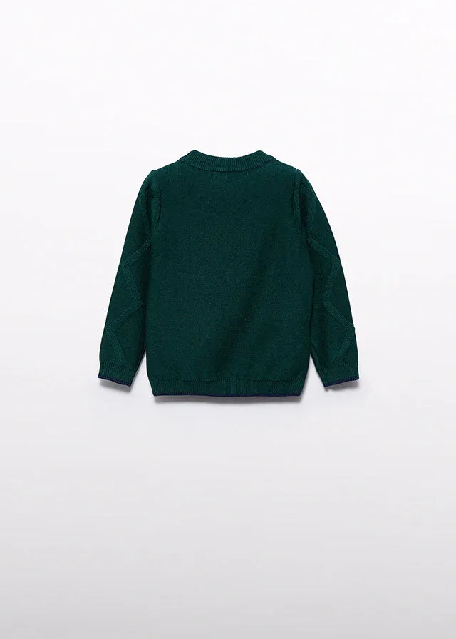 Abel & Lula 5703 Long Sleeve Shirt, Bow Tie, Navy Plaid Trousers and 5801 Bottle Green Jumper In Stock Now