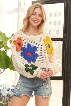 ADORA Floral Patch Sweater Crop Top