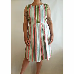 Alisa Brady Frocks second hand virtical striped sleeveless dress size 10 (best fits size 12)