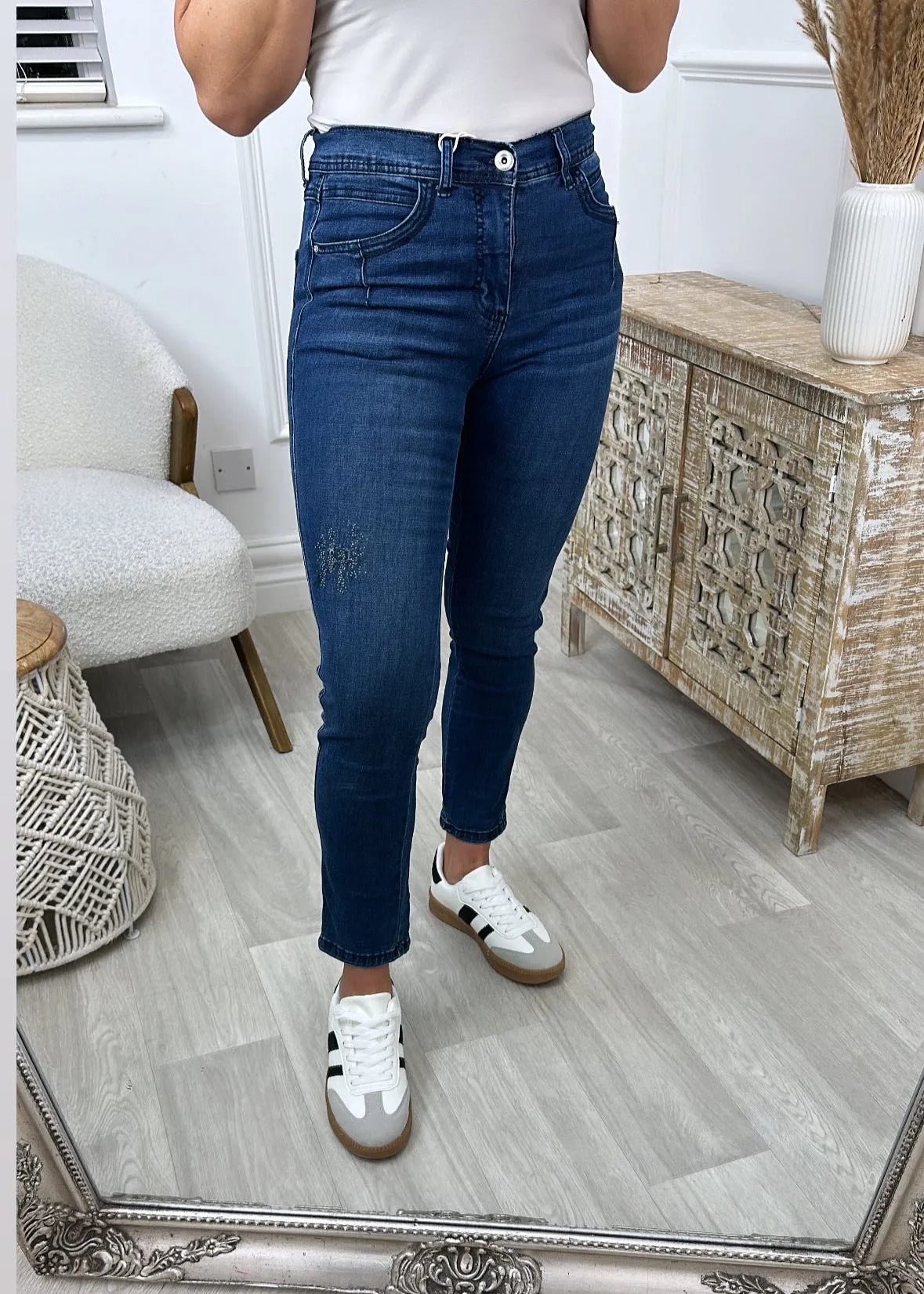 Amaris Mid Blue Mid Waist Skinny Jeans