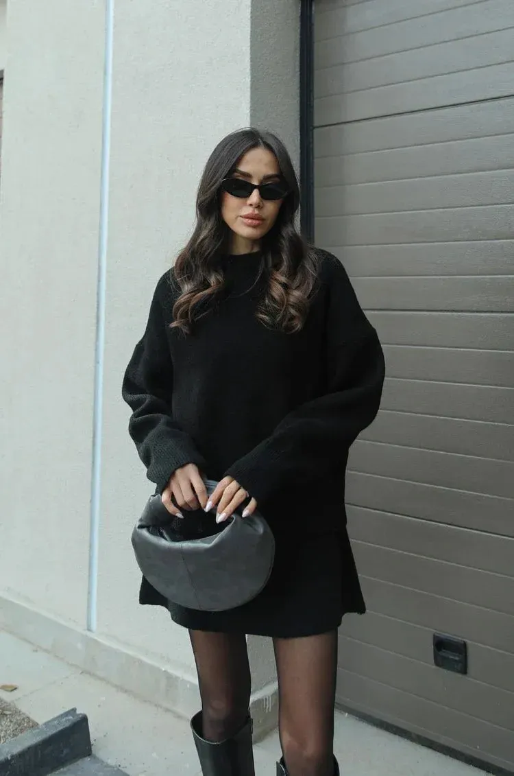 Amber - Chic Knit Skirt Set (Top   Skirt)