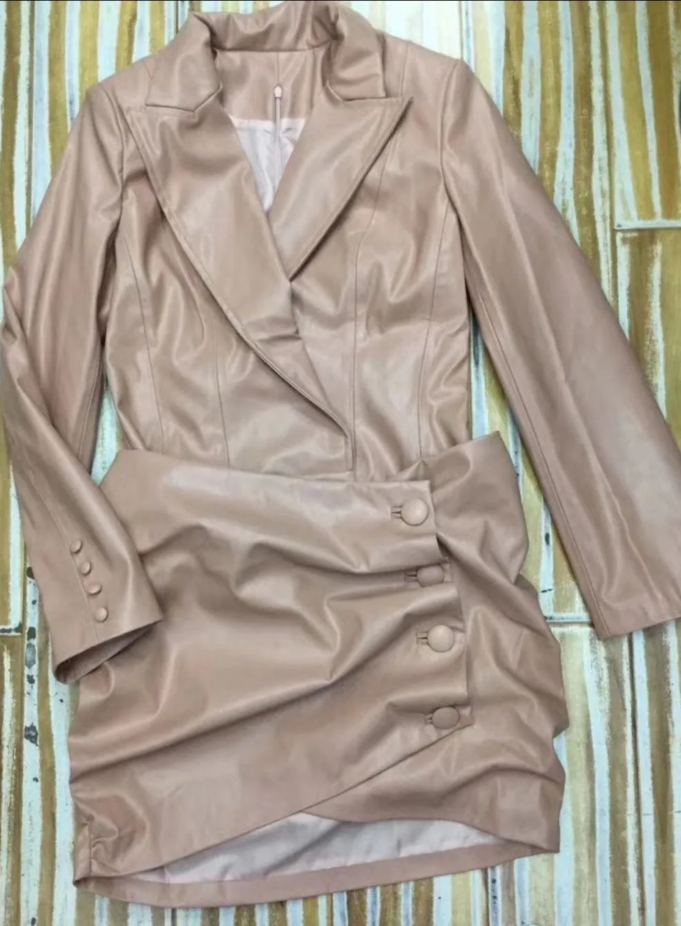 Annabella- 2pcs Faux Leather Top and Skirt Set (NEW)