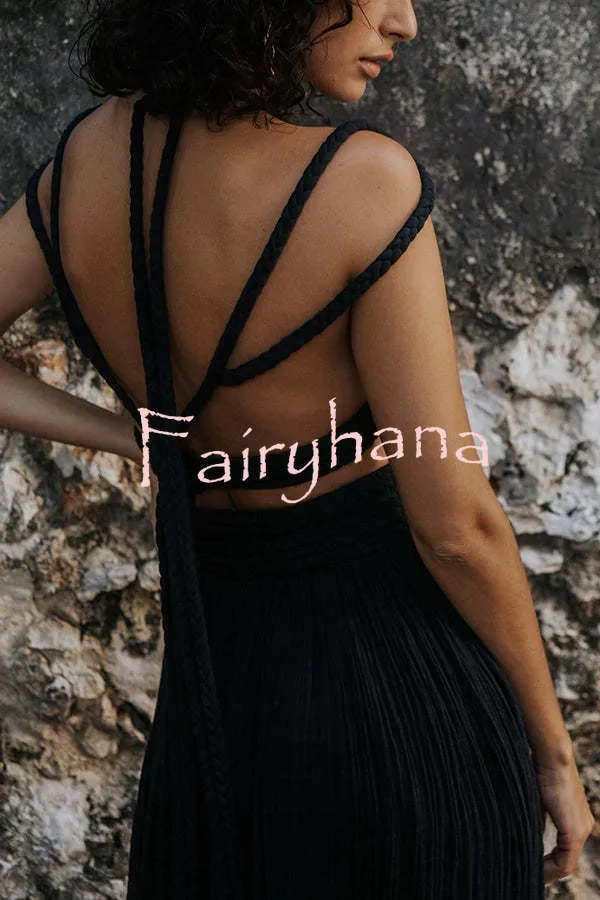 Aphrodite Draped Braids Crop Tank and Wrap Slit Maxi Skirt Set
