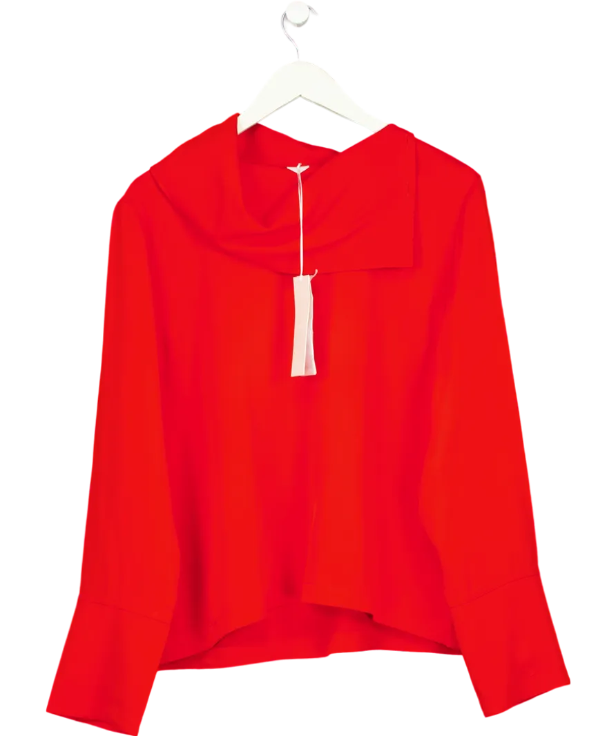 Arket Red Fold-collar Blouse UK 8