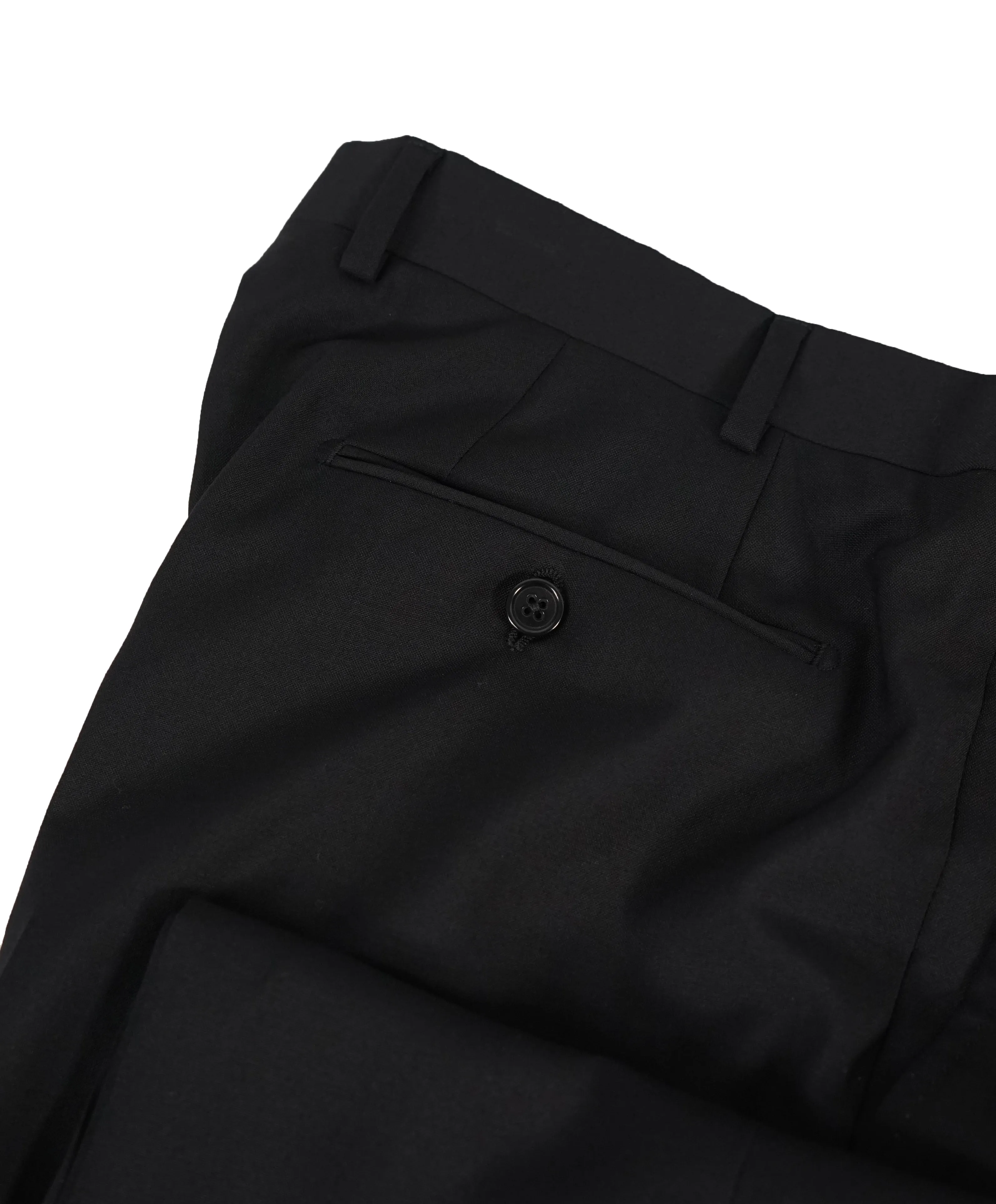 ARMANI COLLEZIONI -Solid Black Flat Front Dress Pants Pick Stitching & Coin Pocket - 34W