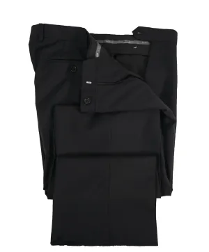 ARMANI COLLEZIONI -Solid Black Flat Front Dress Pants Pick Stitching & Coin Pocket - 34W