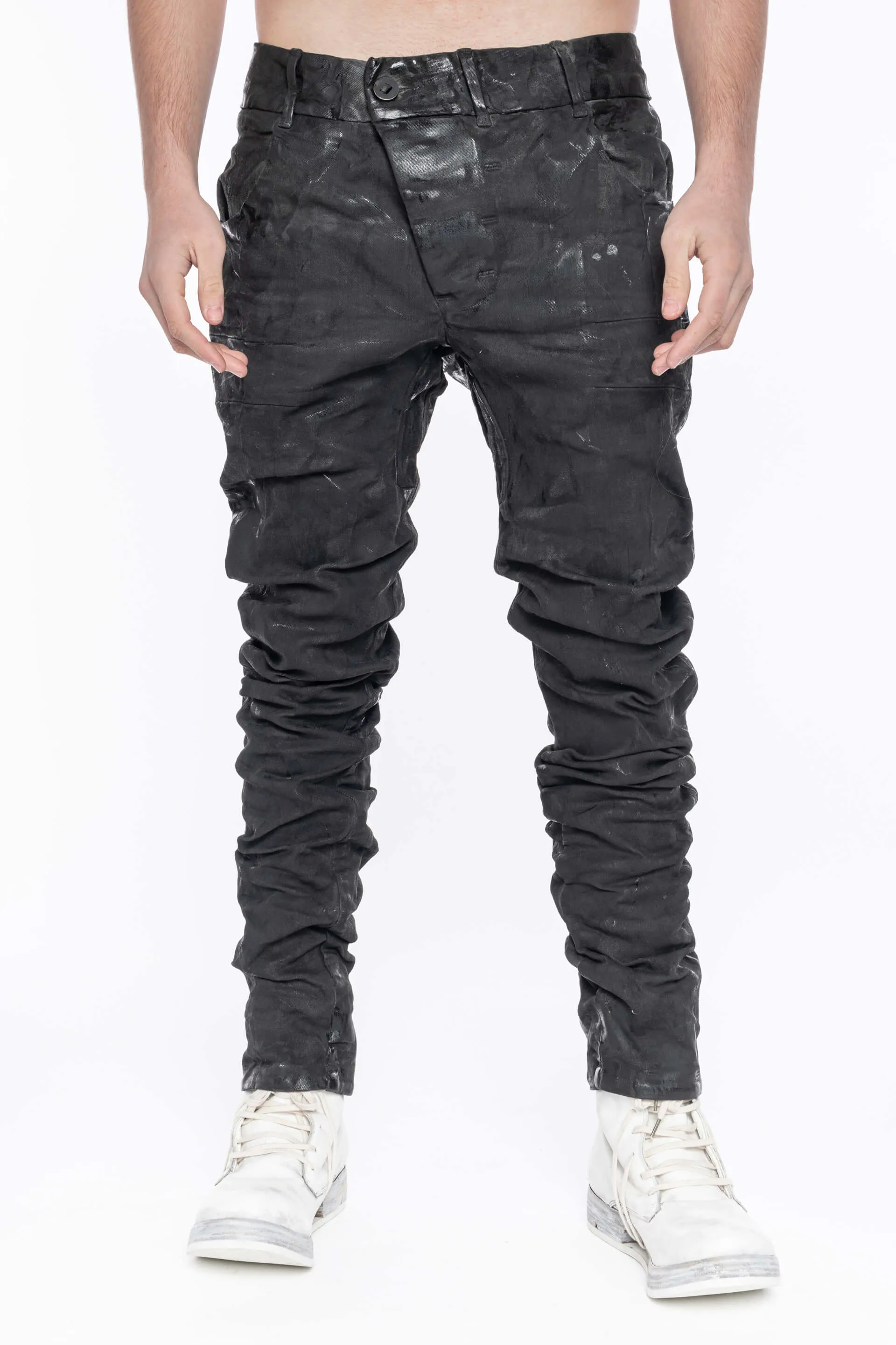 ASYMMETRIC-FRONT SKINNY TROUSERS