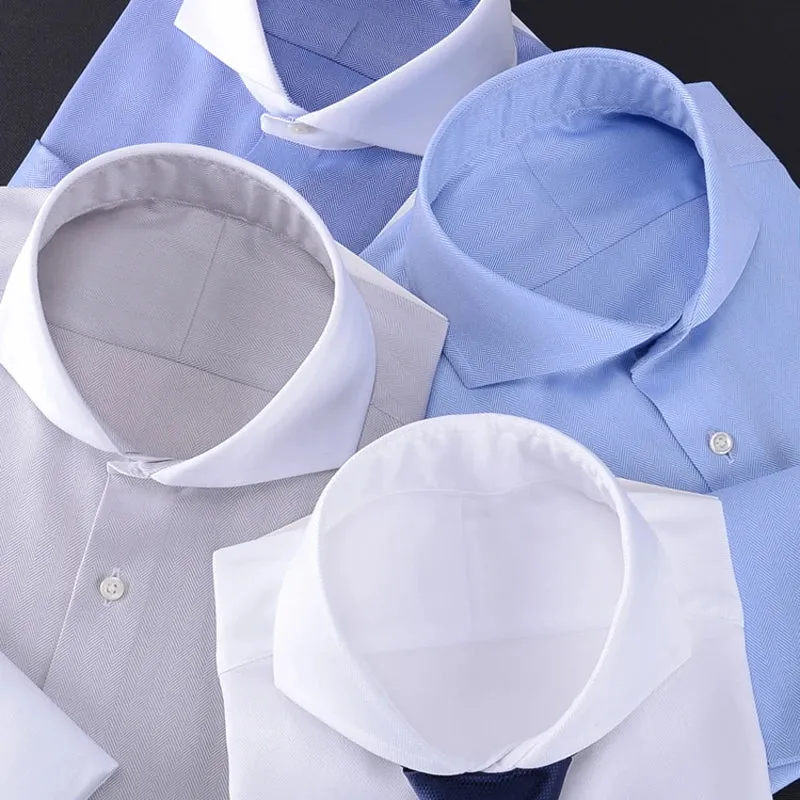 Autumn and winter Windsor collar French shirt men business work office long sleeve striped shirt