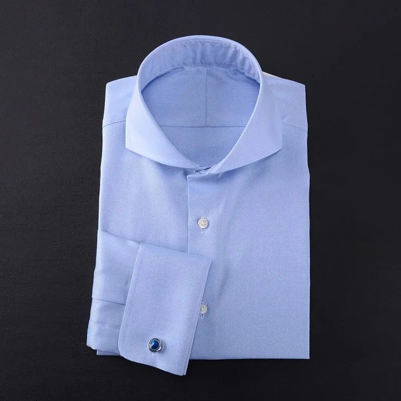 Autumn and winter Windsor collar French shirt men business work office long sleeve striped shirt