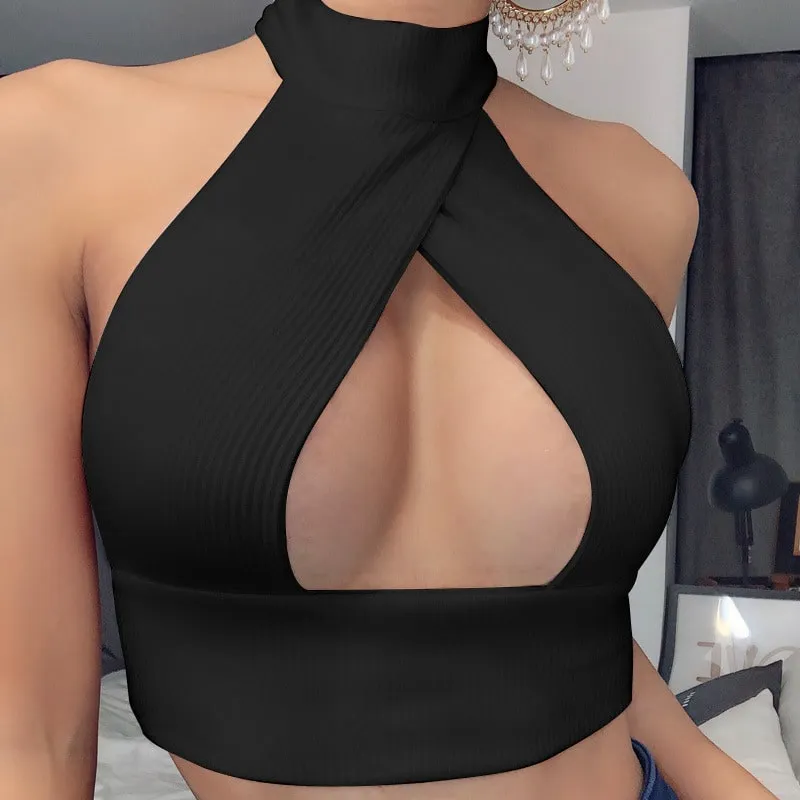 Backless Beauty Cross Halter Crop Top