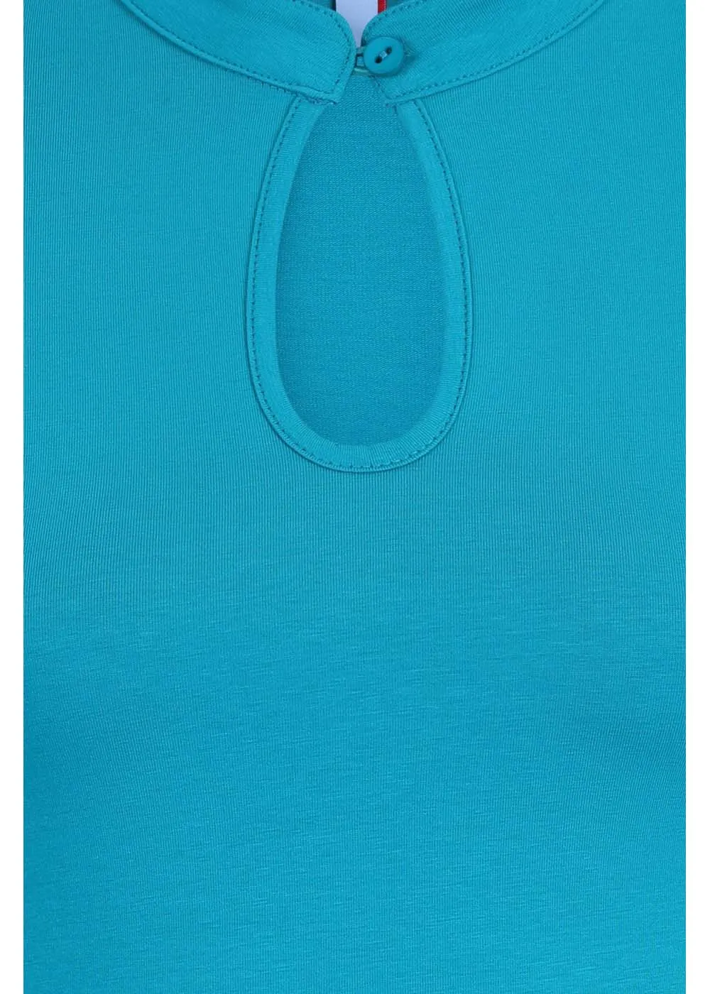 Banned Mandarin Collar 40's Top Turquoise