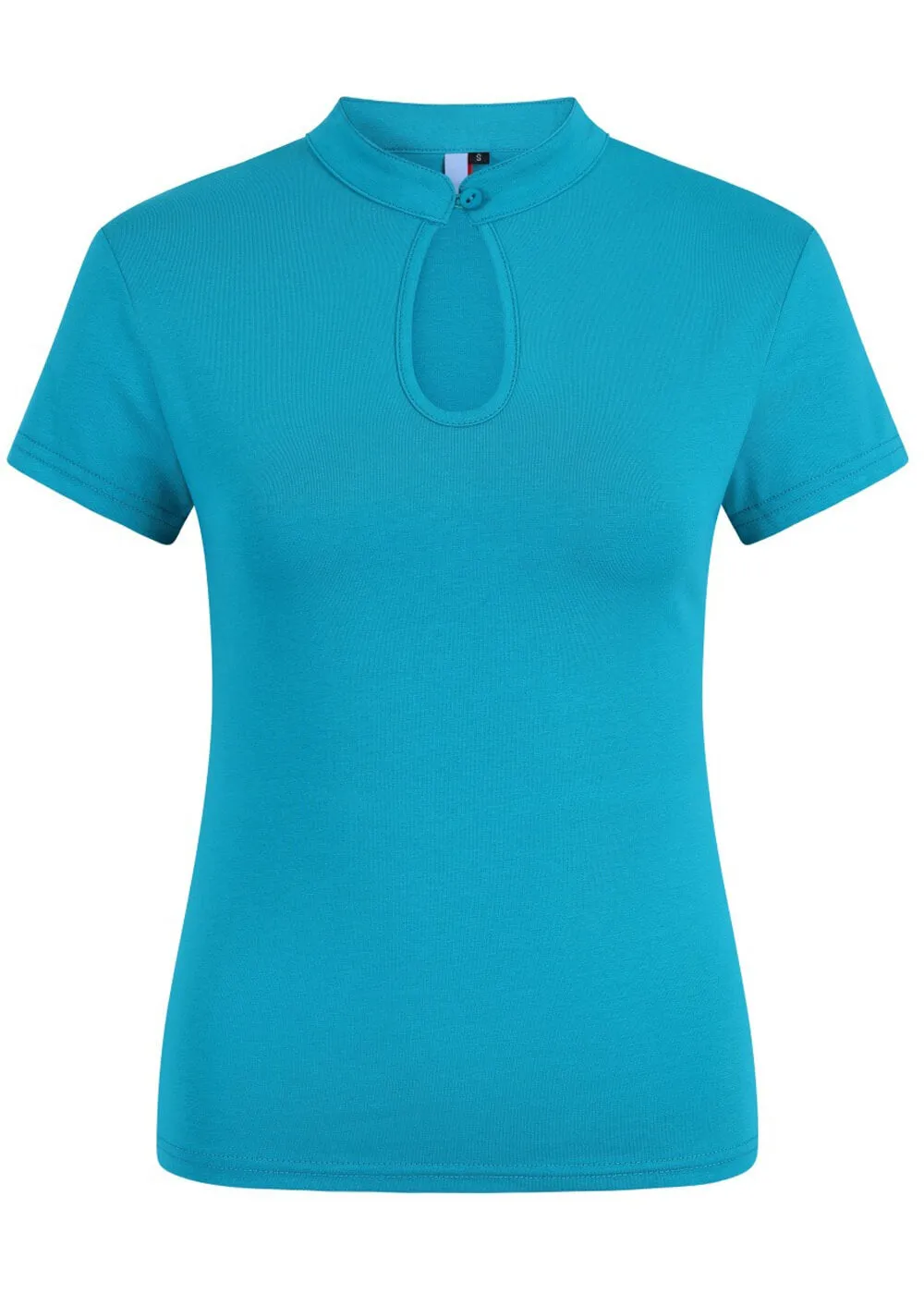 Banned Mandarin Collar 40's Top Turquoise