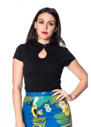 Banned Mandarin Collar 40's Top Zwart