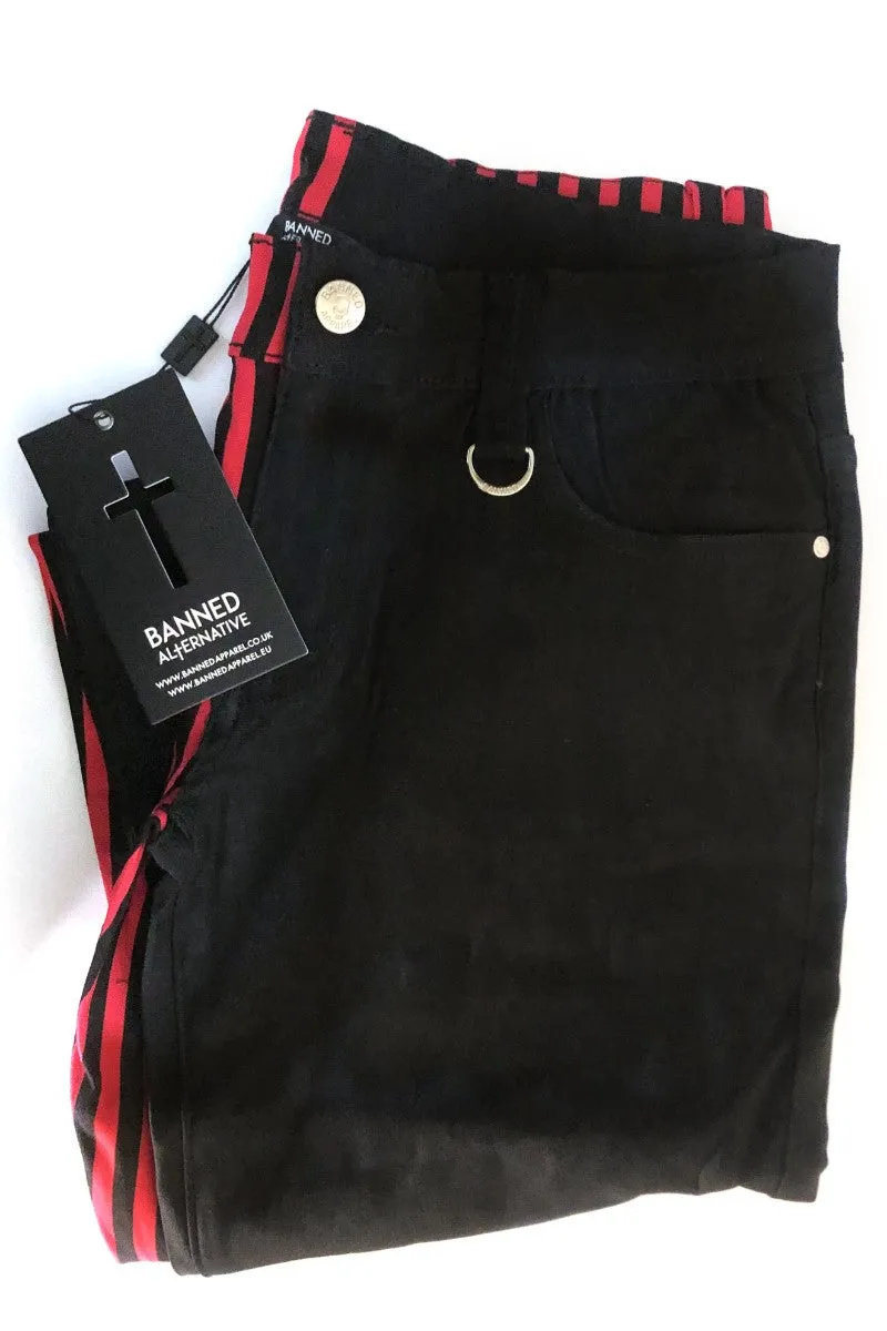 Banned Punk Split Leg Half Striped Half Black Trousers
