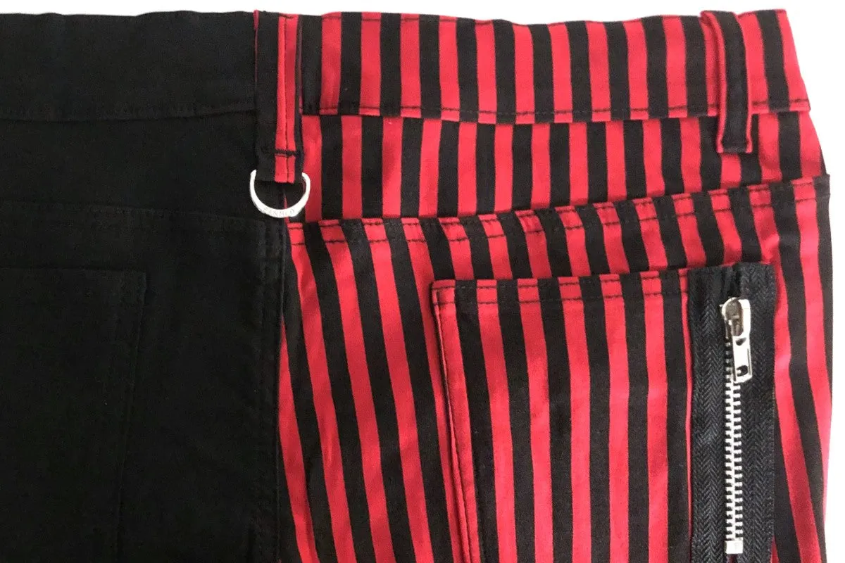 Banned Punk Split Leg Half Striped Half Black Trousers