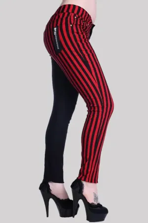 Banned Punk Split Leg Half Striped Half Black Trousers