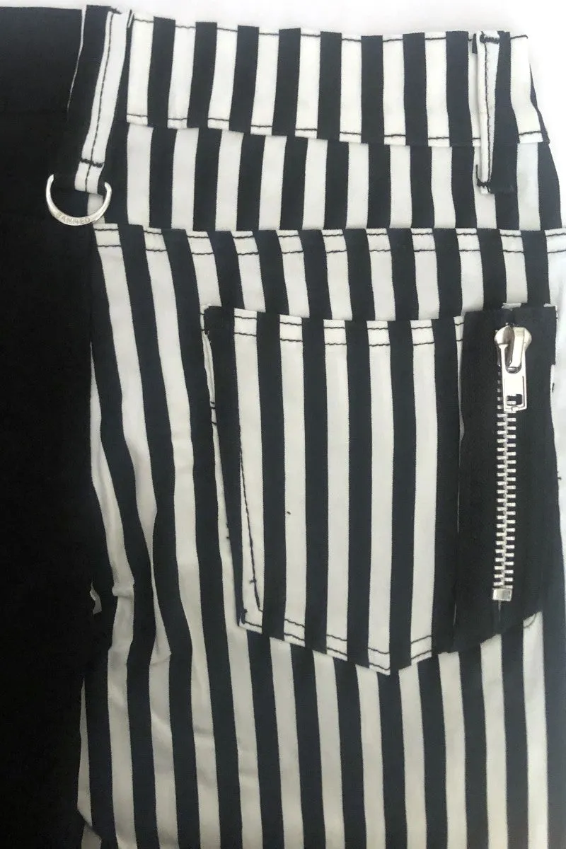 Banned Punk Split Leg Half Striped Half Black Trousers
