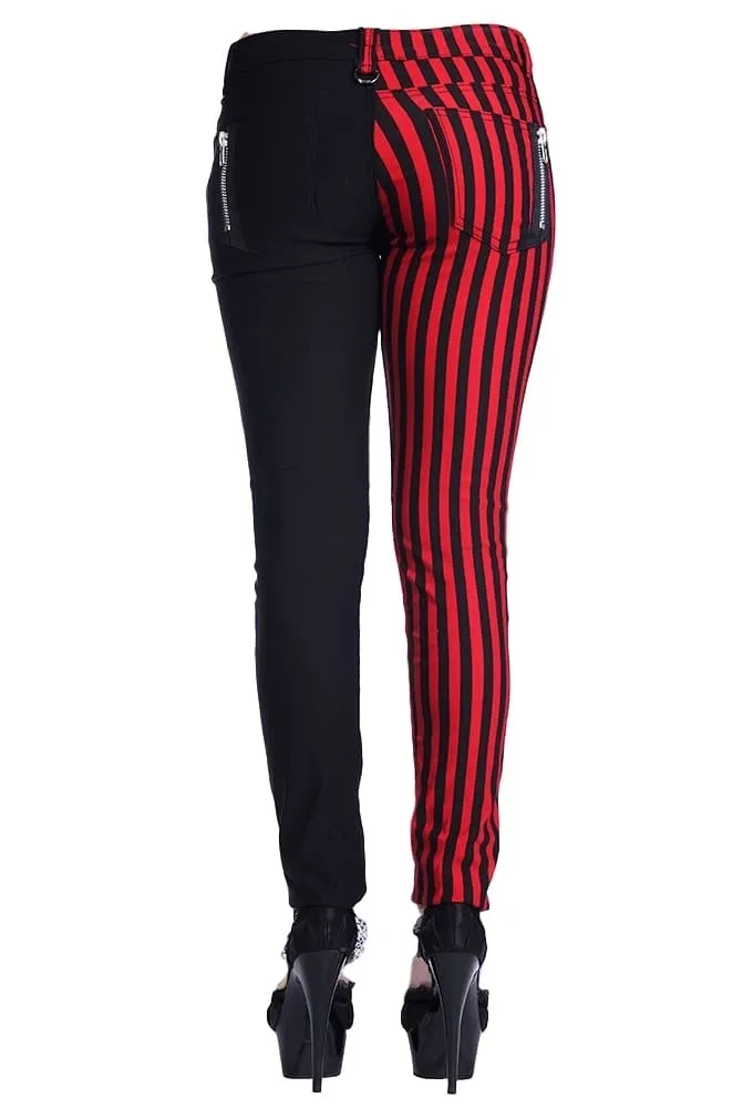 Banned Punk Split Leg Half Striped Half Black Trousers
