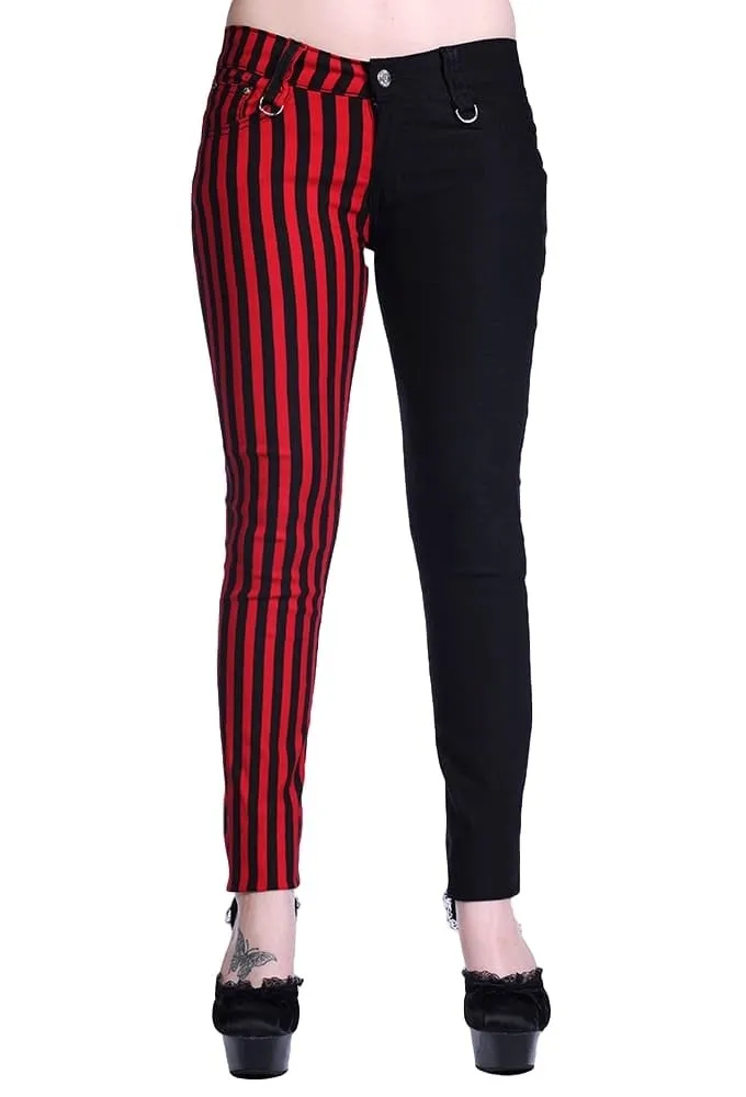 Banned Punk Split Leg Half Striped Half Black Trousers
