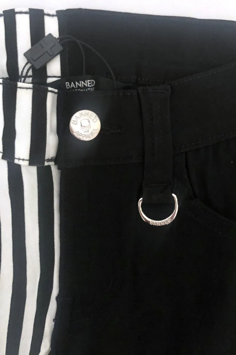 Banned Punk Split Leg Half Striped Half Black Trousers