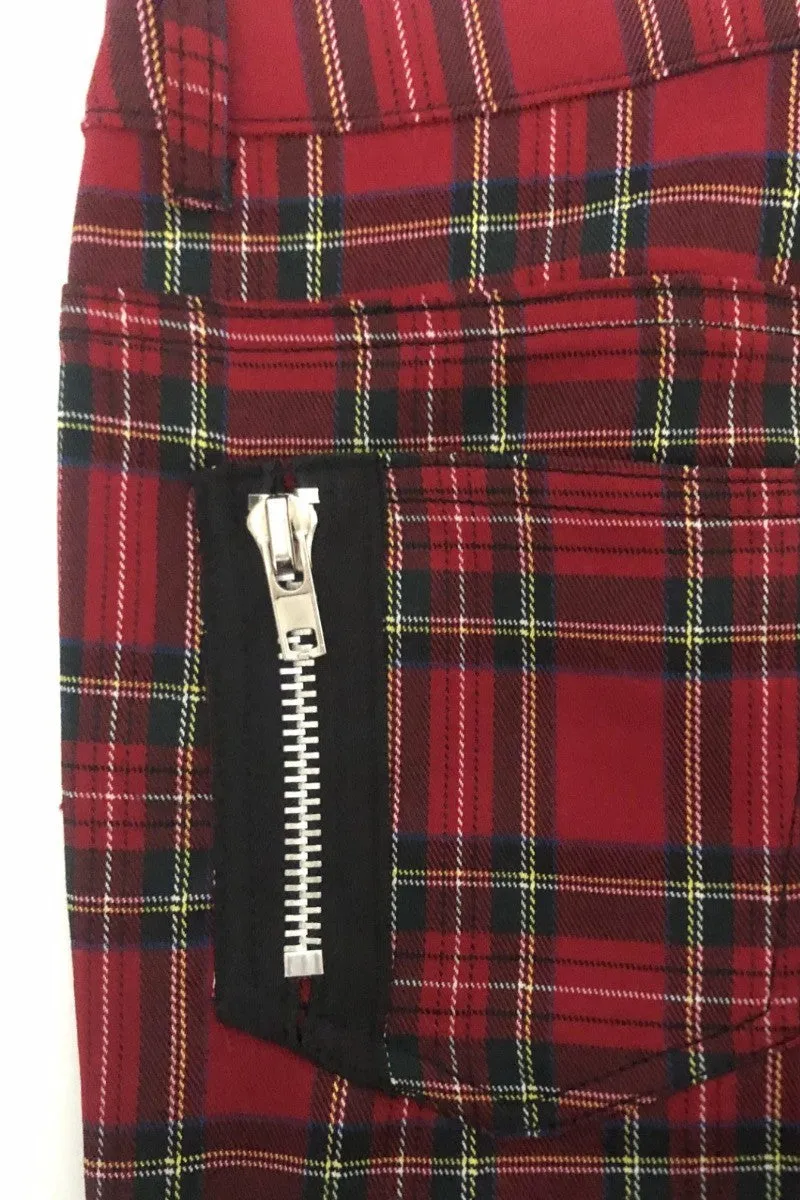 Banned Tartan Plaid Check Emo Punk Skinny Trousers