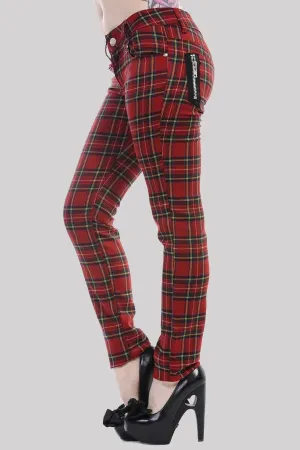 Banned Tartan Plaid Check Emo Punk Skinny Trousers