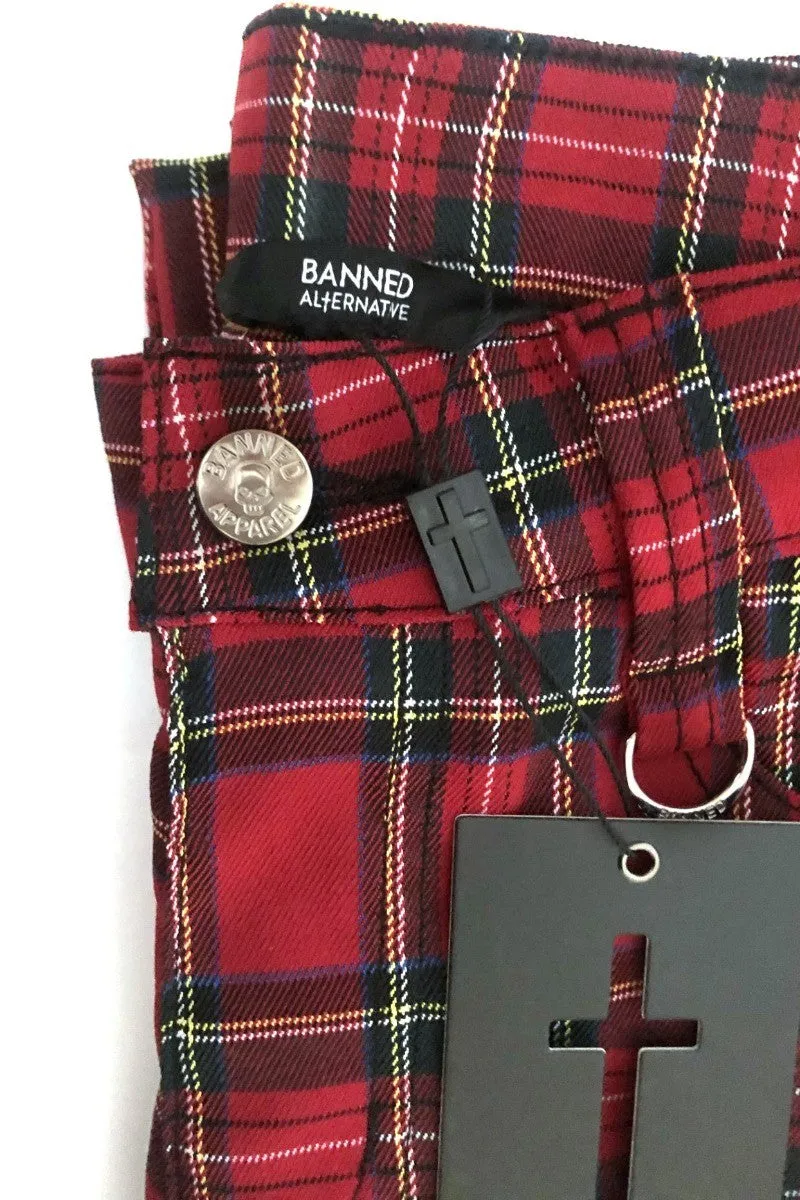 Banned Tartan Plaid Check Emo Punk Skinny Trousers