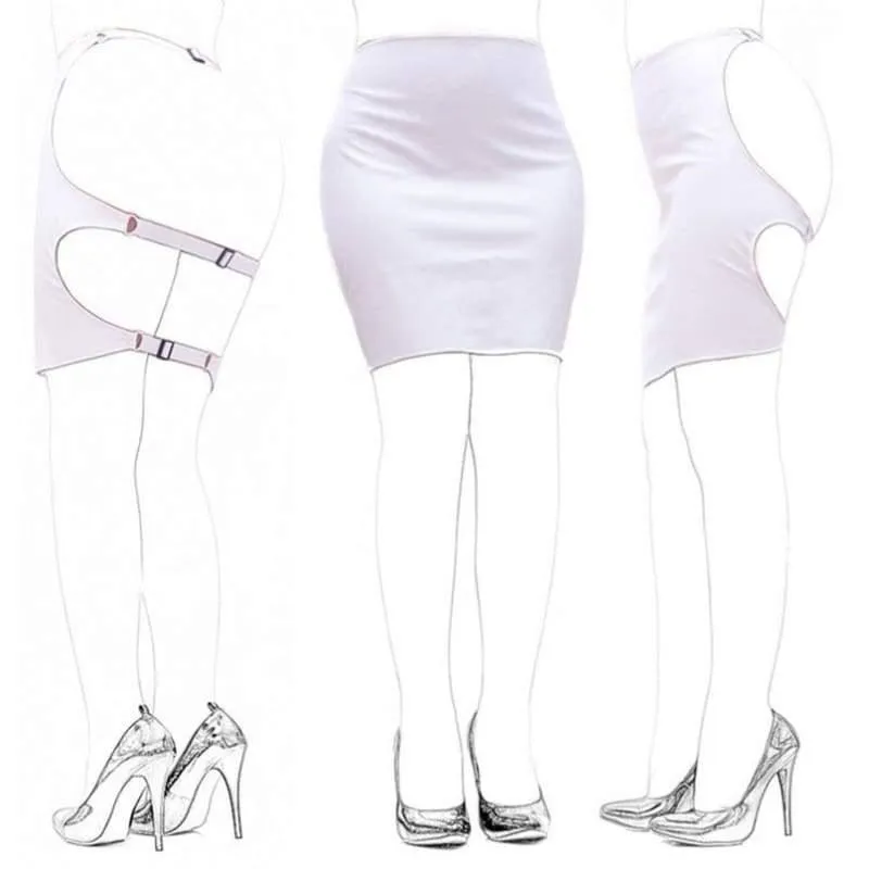 Bare Ass Punishment Skirt PU Leather Fetish Slave Spanking Leather Erotic Dress