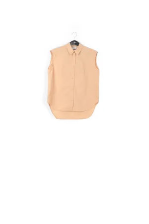 Beige sleeveless cotton shirt