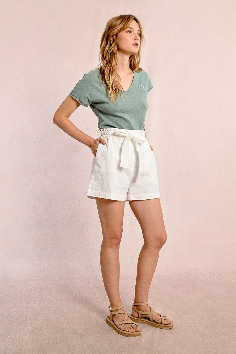 BELTED FLUID SHORTS